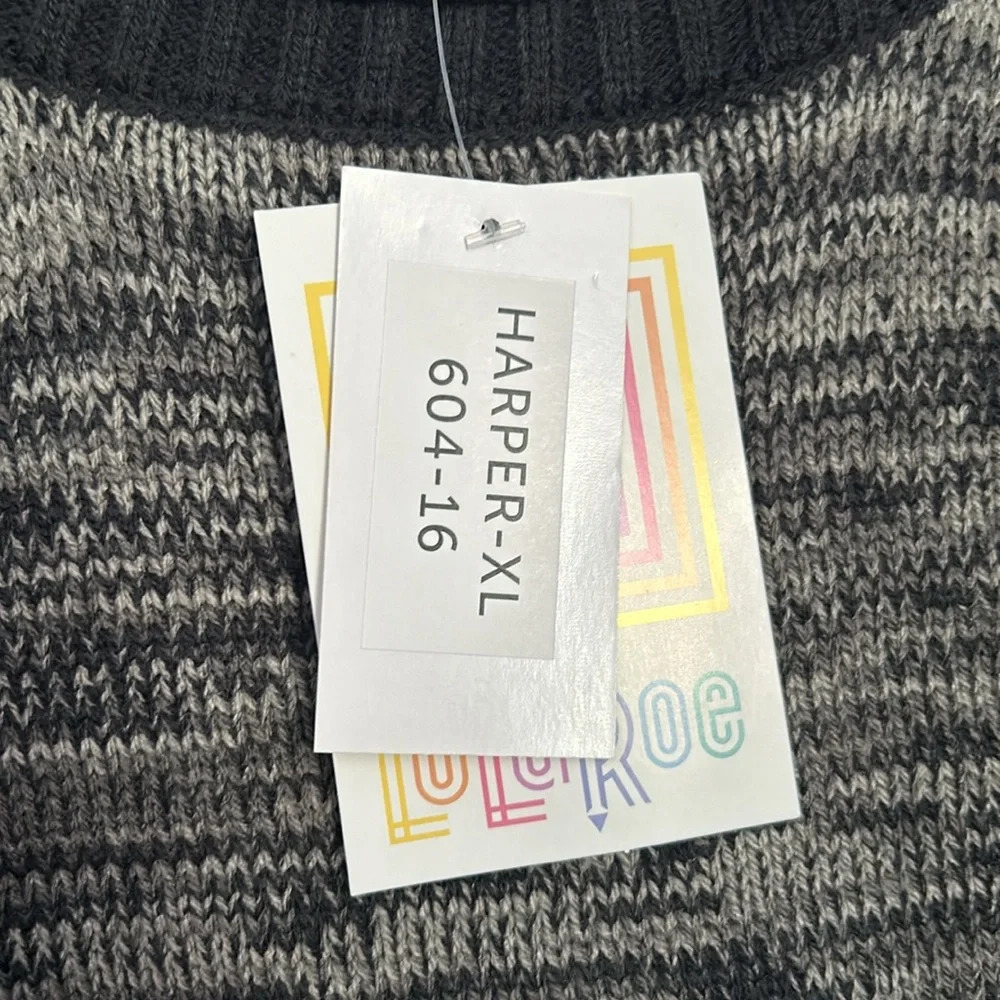 NWT Lularoe grey/black Harper long sleeve crewneck sweater size XL - Picture 4 of 5
